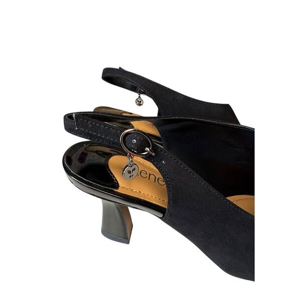 J Renee NEW Prissy Notch Slingback Heels Adjustable Black 8.5 WIDE Suede - Picture 5 of 9